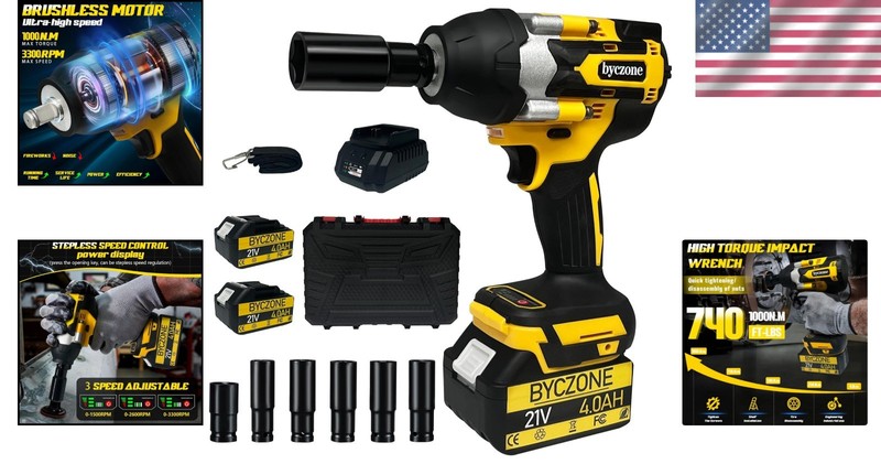 Versatile 21V Cordless Impact Wrench Kit with Batteries & Accessories Included gallery