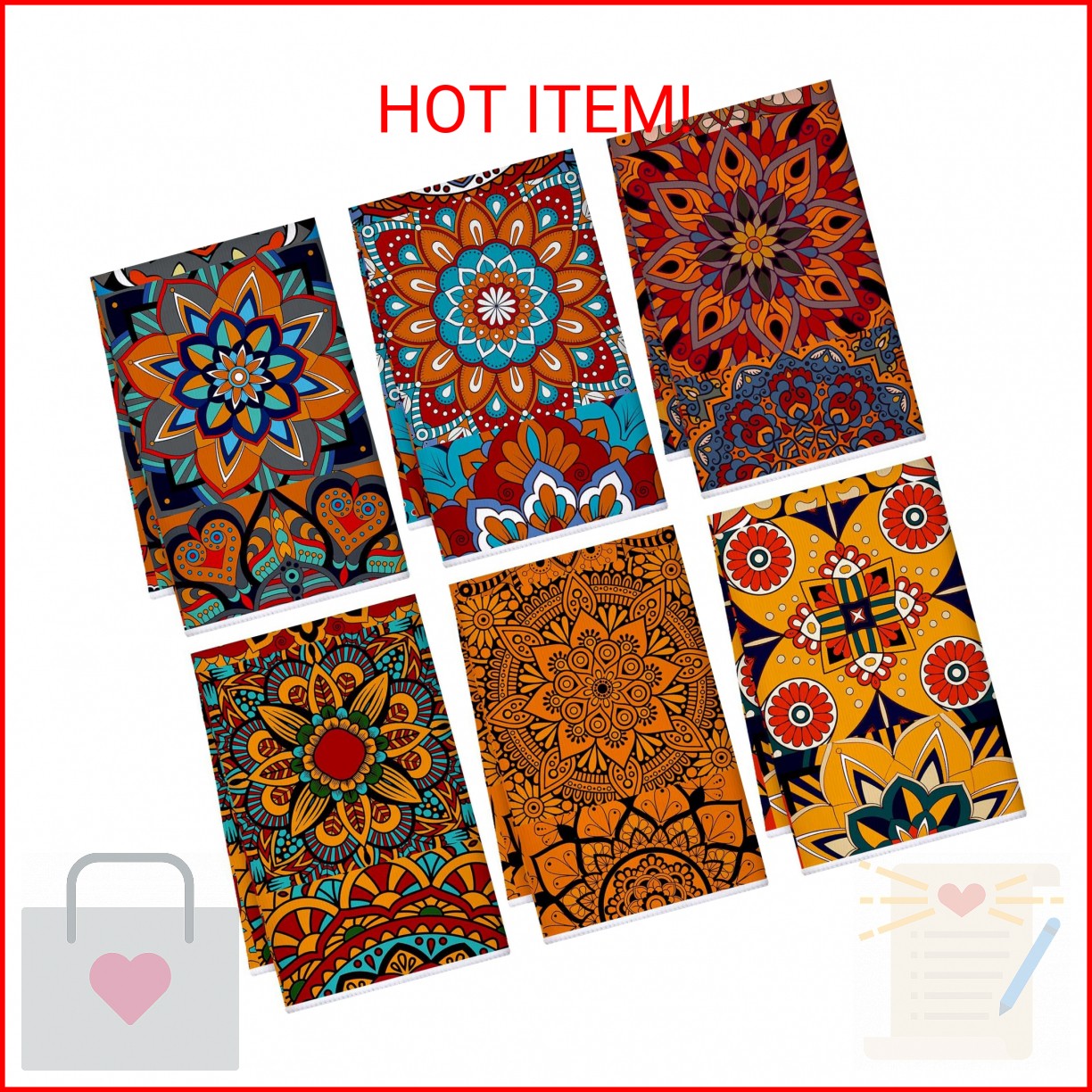 Sratte 6 Pcs Mandala Boho Kitchen Towels Bohemian Geometric Decorative Hand Towe gallery