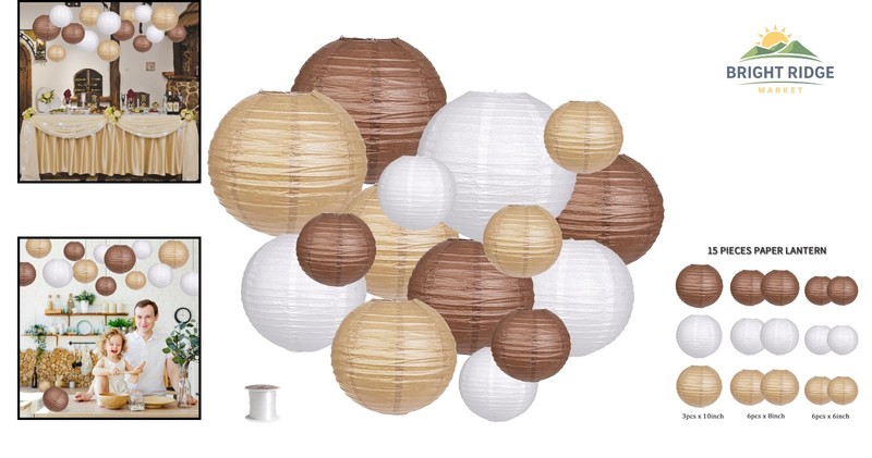Assorted Sizes Paper Lanterns Set, 15pcs for Rustic Weddings & Special Occasions gallery