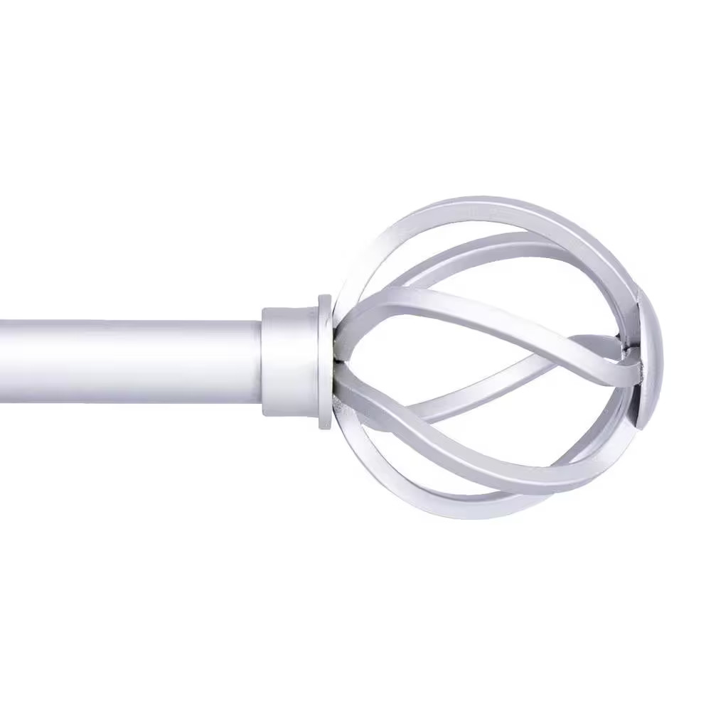 Cage 48 In. - 86 In. Adjustable Single Curtain Rod 5/8 In. Diameter in Brushed N gallery