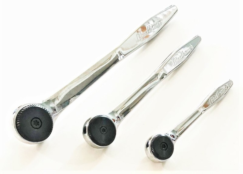 3pc BLACKHAWK PROTO THIN PROFILE FULLY POLISHED RATCHET SET 72 TOOTH 1/4 3/8 1/2 gallery
