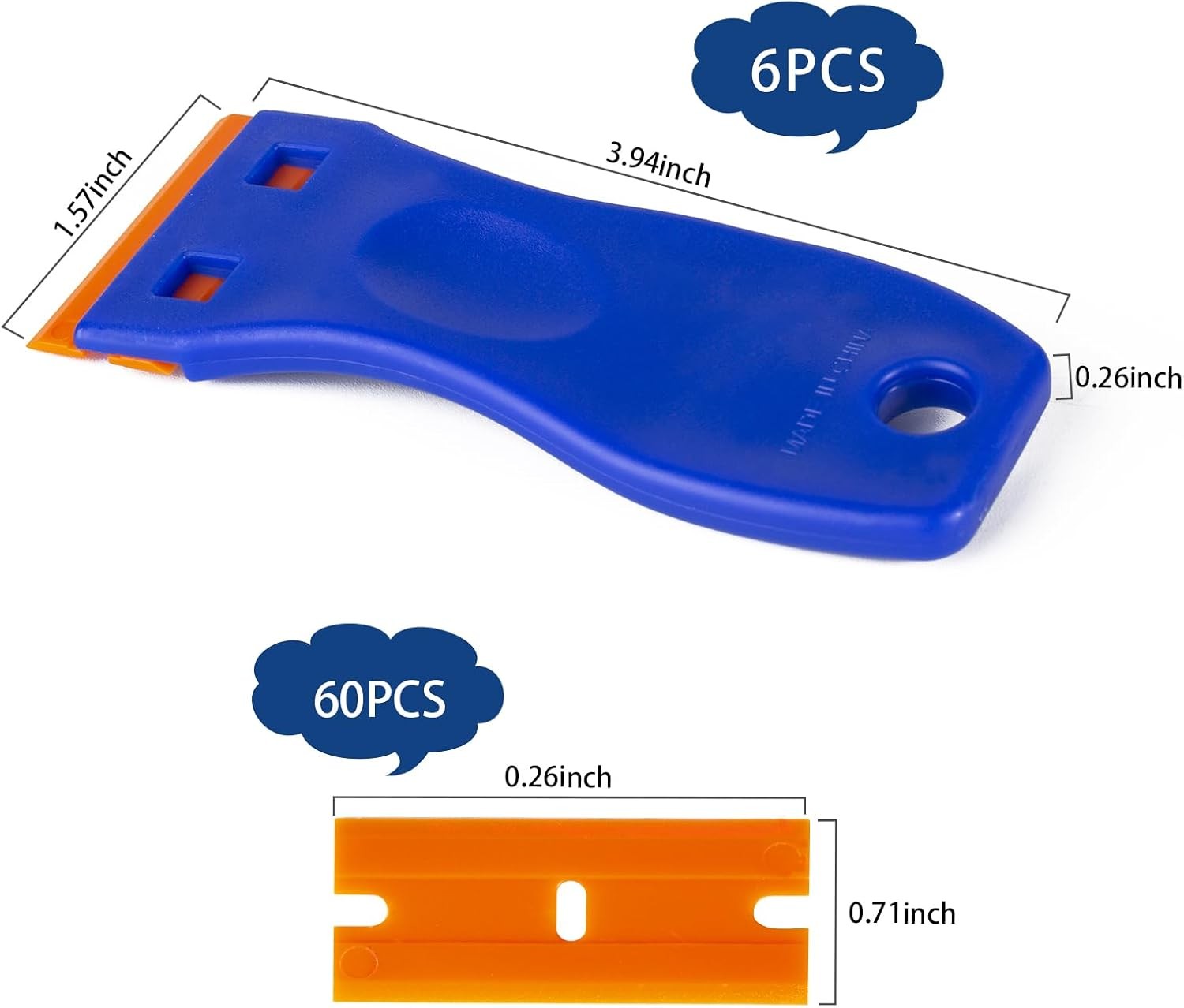 Plastic Razor Blade Scraper Tool, 6 Pcs Razor Scraper with 60 Pcs Plastic Blades gallery