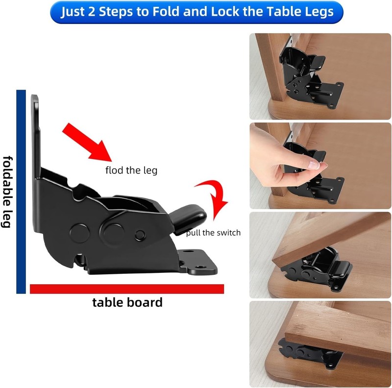Folding Brackets 4 Pack, Heavy-Duty Self-Locking Hinges with Screws, Foldable L gallery