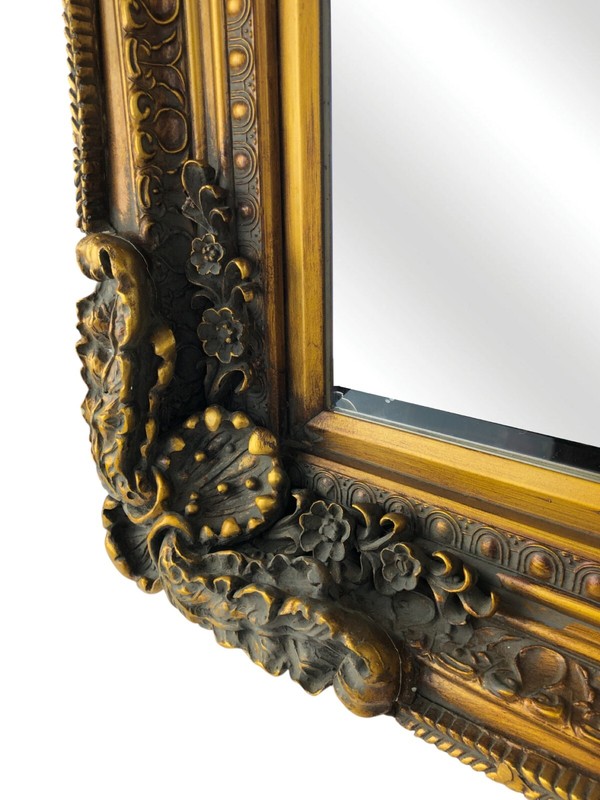 Large Gilt Wood & Plaster Baroque Rococo Regency Beveled Wall Mirror 31 x 35" gallery