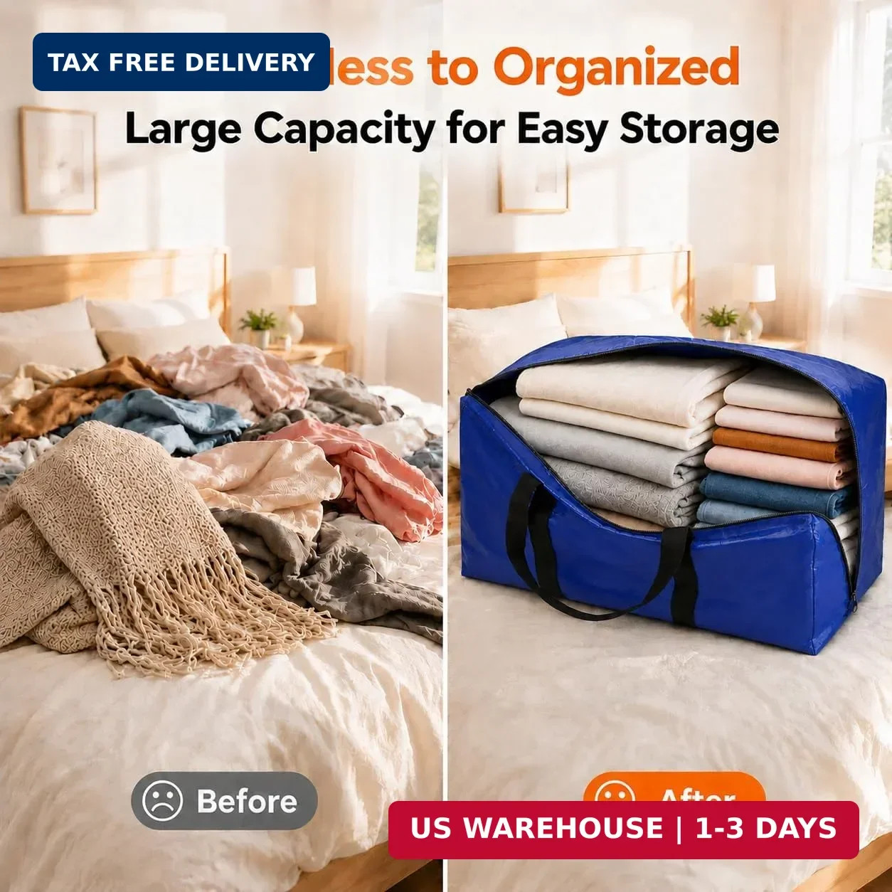 6 Pack Moving Bags Heavy Duty, Extra Large Storage Totes Bag with Zippers and St gallery