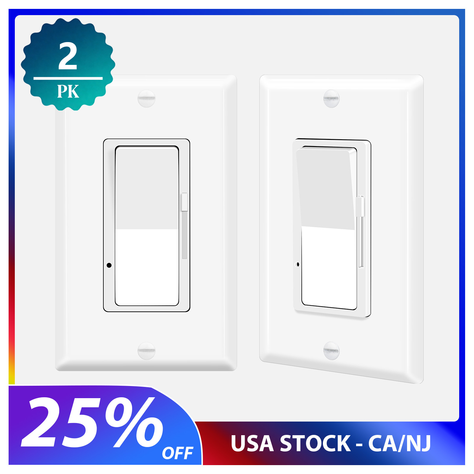 LED Decora Rocker Dimmer 3-Way Switch CFL 600W LED 150W with Wall Plate Cover ×2 gallery