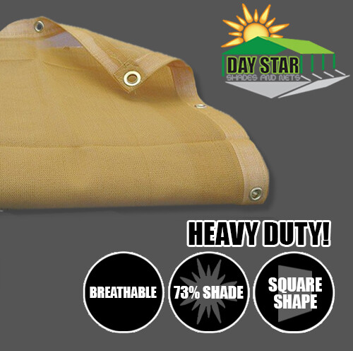 (Beige/Tan HD Mesh Tarp Net Sun Shade Fence Screen Patio Breathable 6oz Material gallery