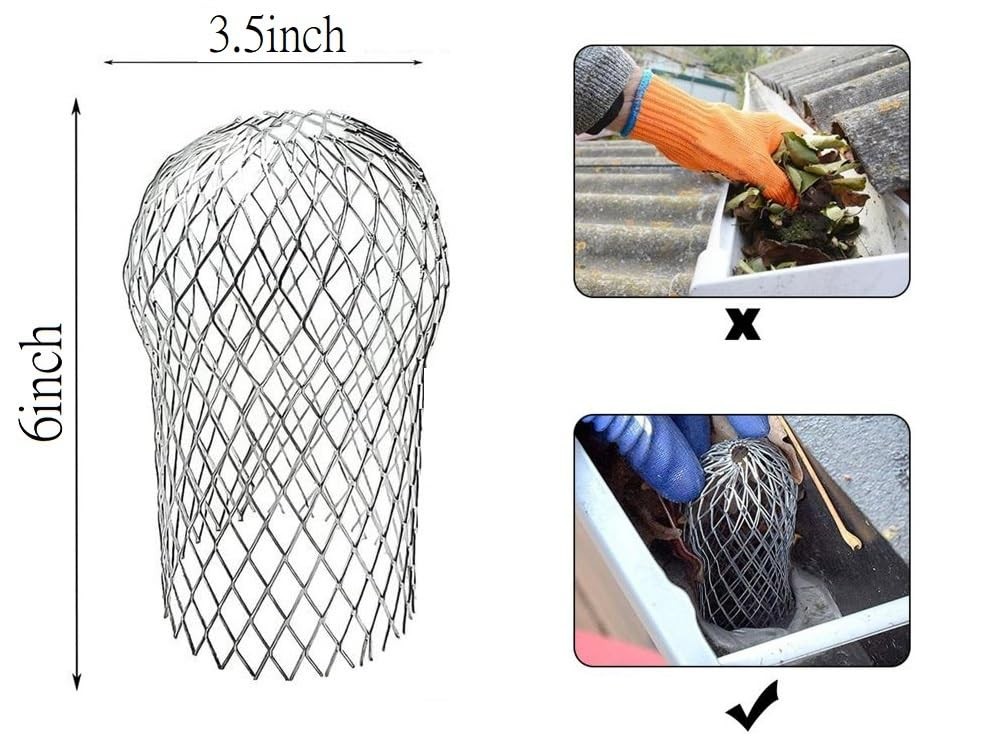 8 Pack Gutter Downspout Guard, 3.5 Inch Adjustable Aluminum Strainer Mesh, Ex... gallery