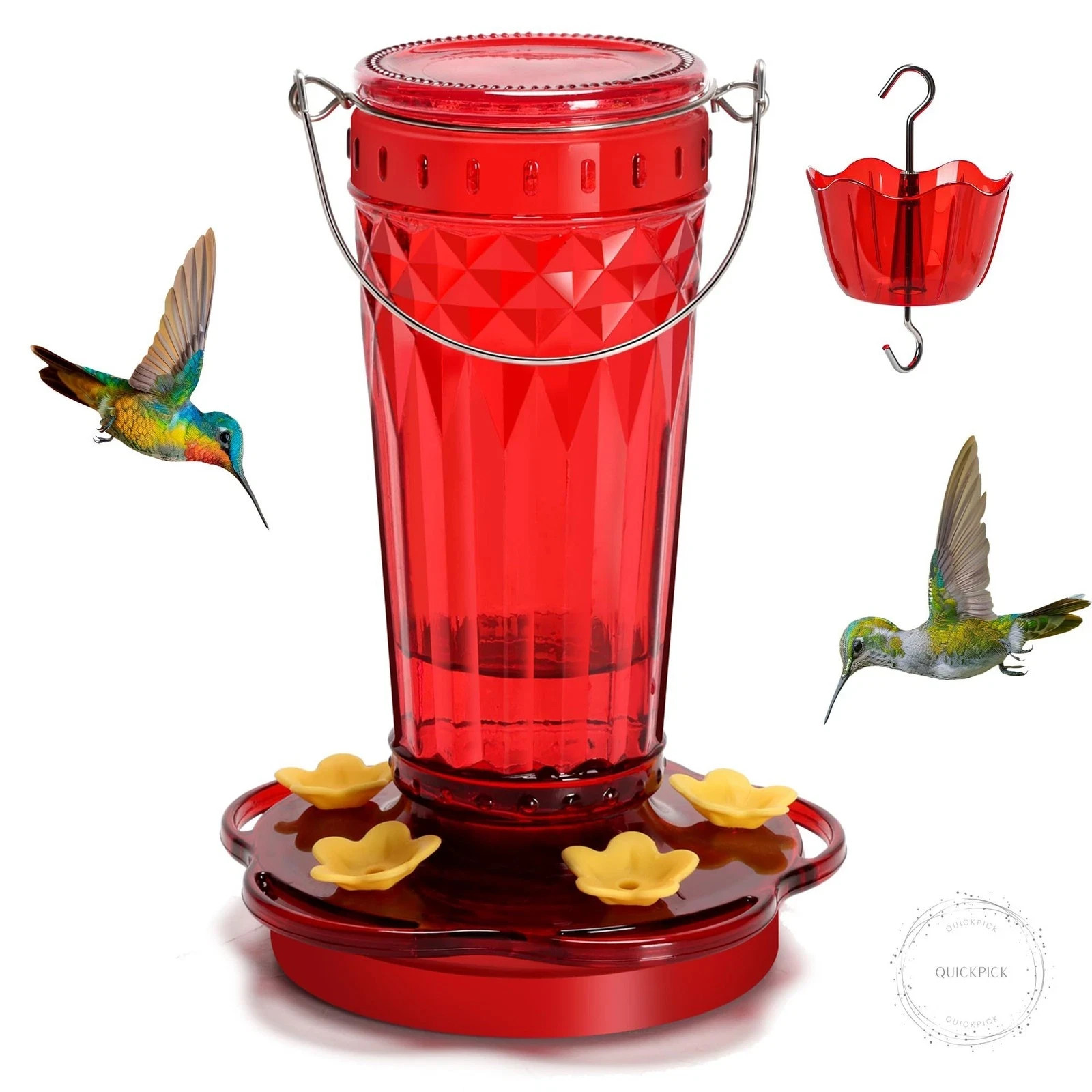 Hummingbird Feeder-16 Ounces，6 Feeding Ports Glass Hummingbird feeders for Outdo gallery
