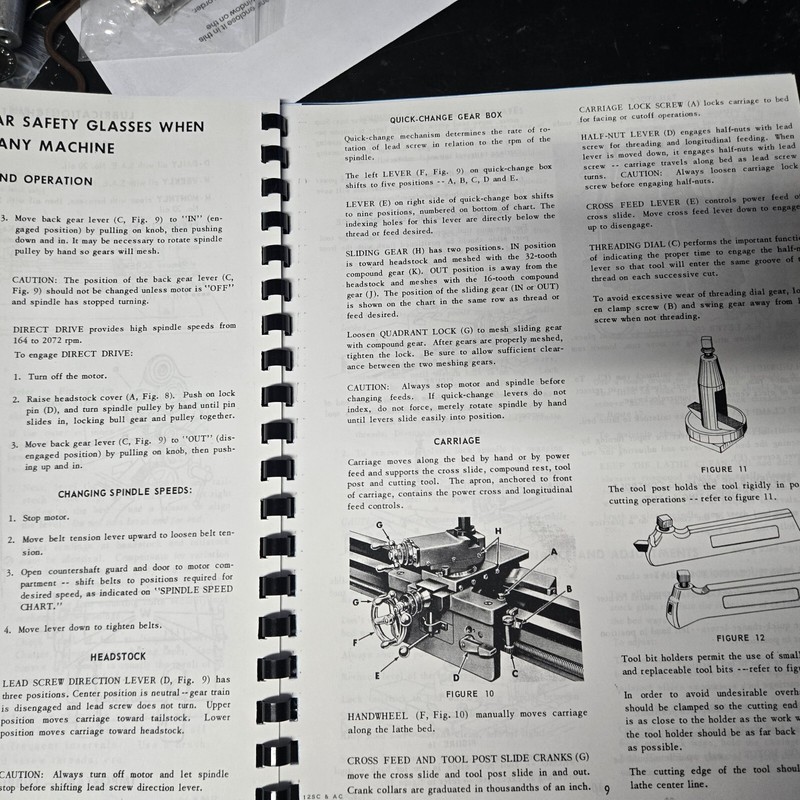 Craftsman Assembly & Operating Instructions parts list for 12 inch Metal Lathes gallery