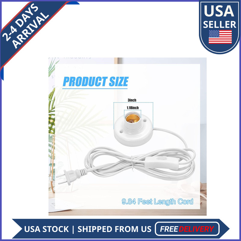 E26 E27 Light Socket Cord 9.84FT Hanging Lamp Holder with On Off Switch gallery