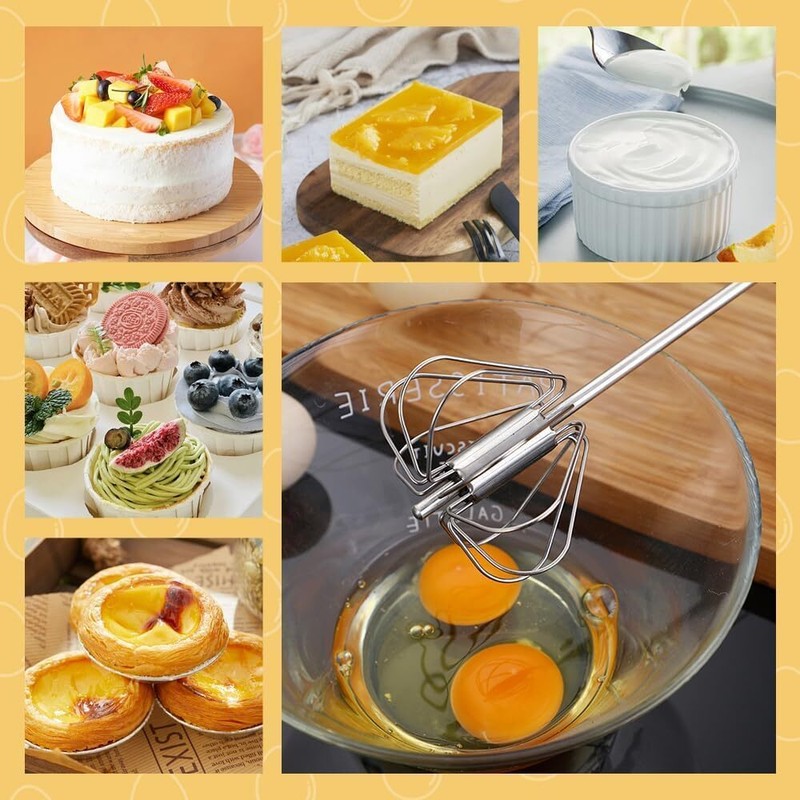 Semi-Automatic Egg Whisk Hand Push Egg Beater Stainless Steel Blender Mixer Whis gallery