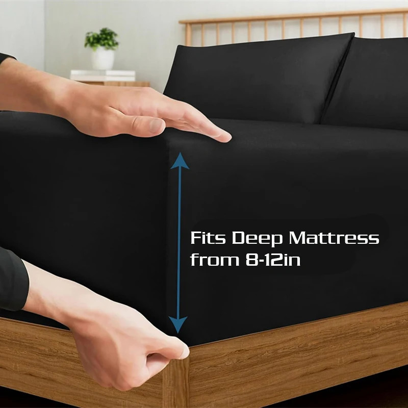100% Cotton Fitted Sheet Soft Breathable Mattress Cover with Elastic Bands gallery