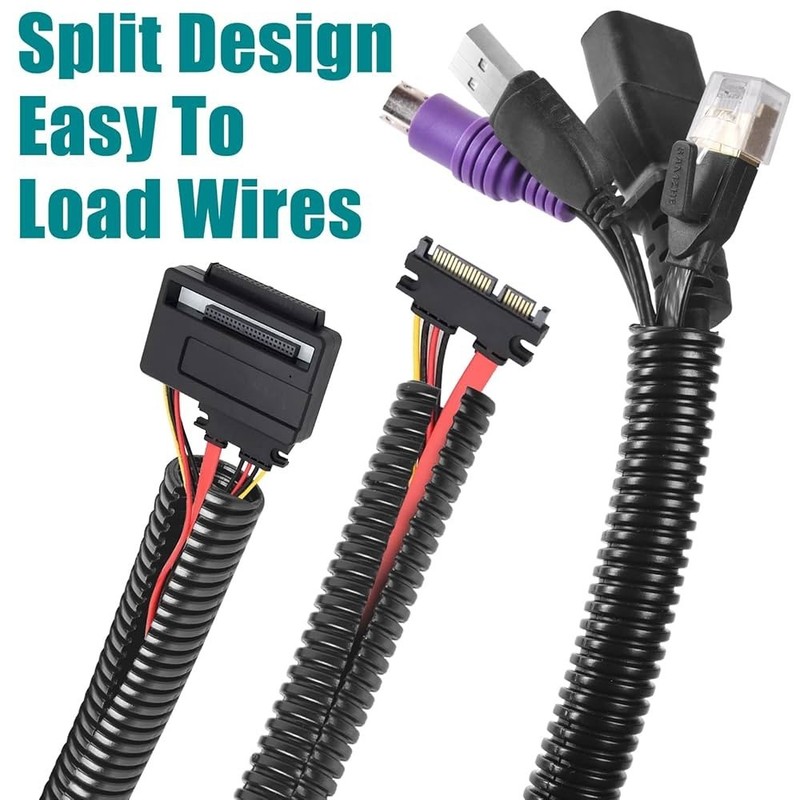 50 Ft. 1/8" Split Wire Loom Conduit Polyethylene Tubing Black Color Sleeve Tube gallery