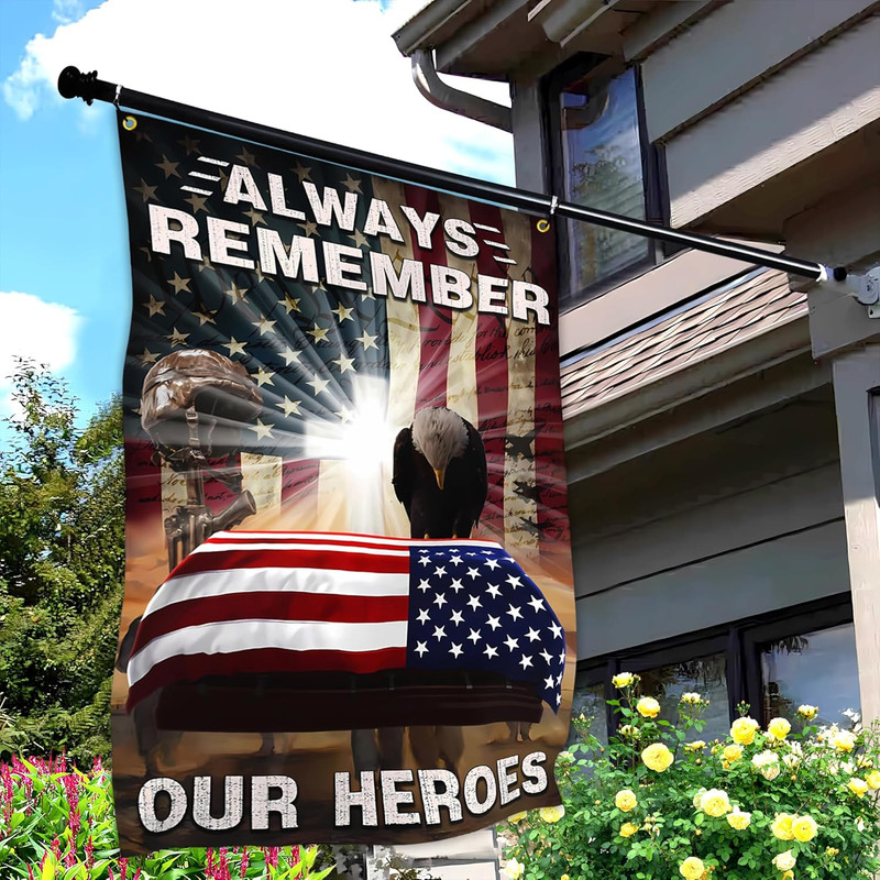 Always Remember Our Heroes Flag 3X5 Ft Outdoor Double Sided Large Memorial Day F gallery