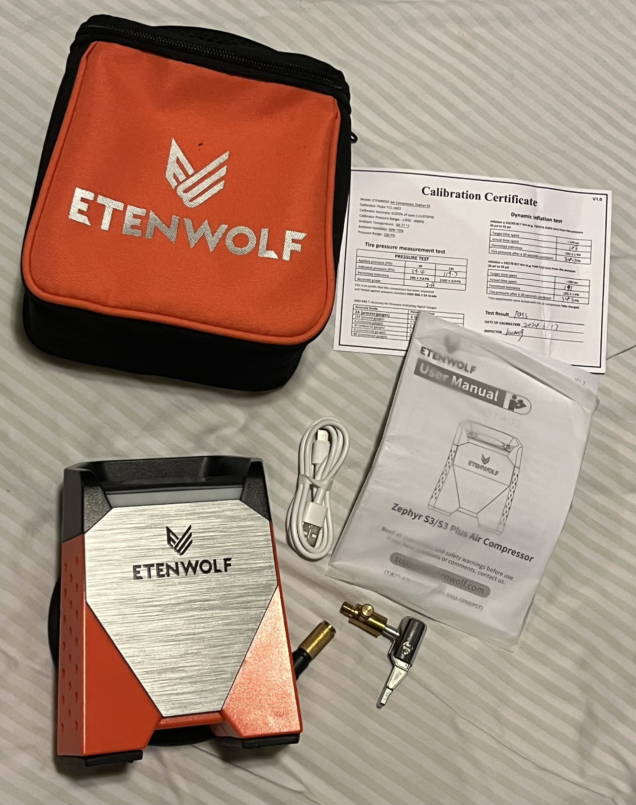 ETENWOLF ZEPHYR S3 Tire Inflator Portable Air Compressor, 1 Min Fast Used Once gallery