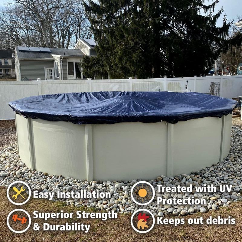 18’ Ft. round Pool Winter Cover for above Ground Pools - 8-Year Warranty, Cold a gallery