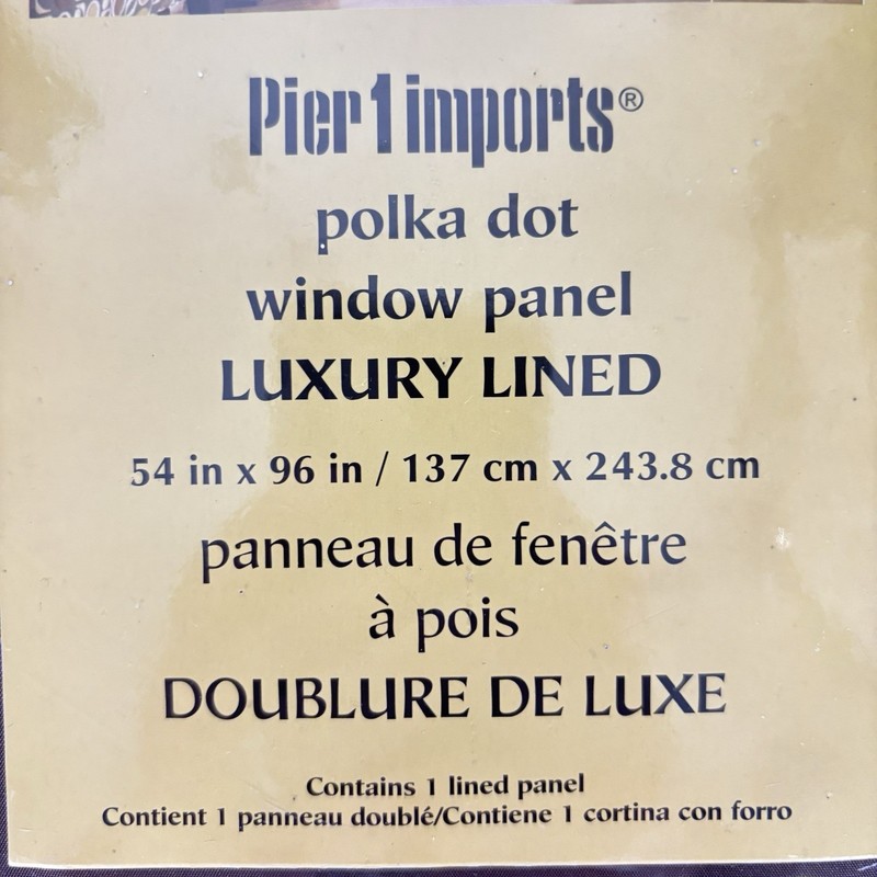 Pier 1 Imports Polka Dot Window Panel Curtain 54" x 96" Lined Brand New gallery