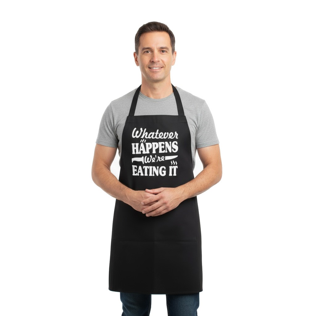 CoolAprons Whatever Happens We're Eating It Funny Black Chef Apron, BBQ Aprons gallery