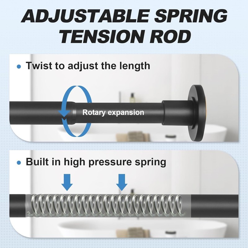 Rust-Resistant Black Telescoping Shower Curtain Rod, 30 lb Capacity, 31-80 In gallery
