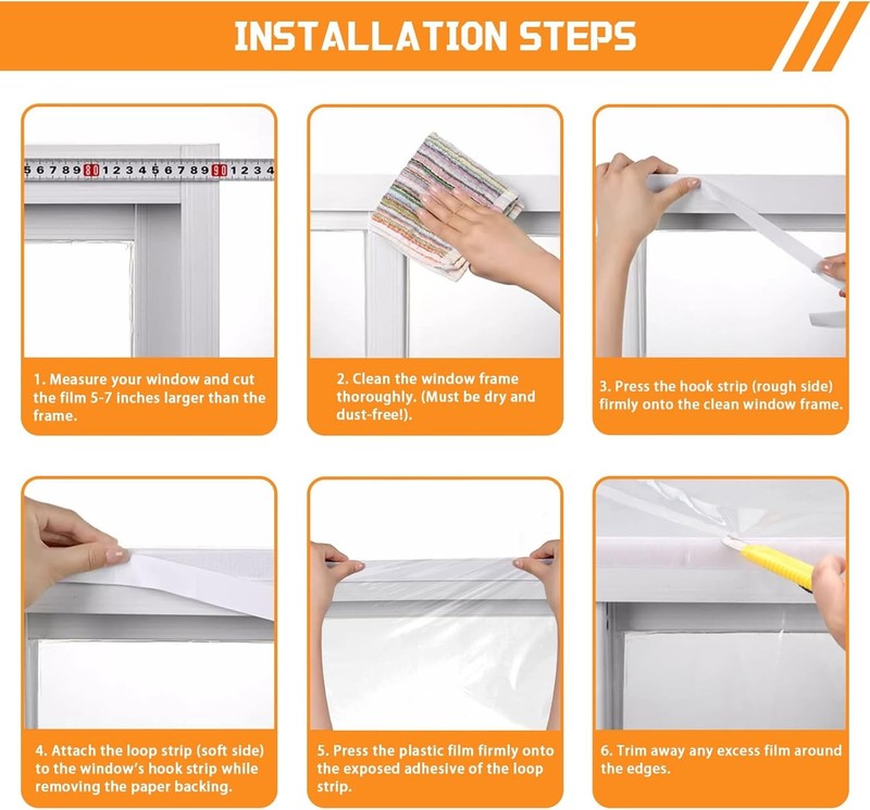 Heavy Duty Window Insulation Kit for Winter - 75 in x 79 in Clear Plastic 180㎛ gallery