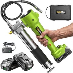 TaskStar Grease Gun Kit (Cordless, Electric, 2 Batteries, 40″ Hose & LED Light)