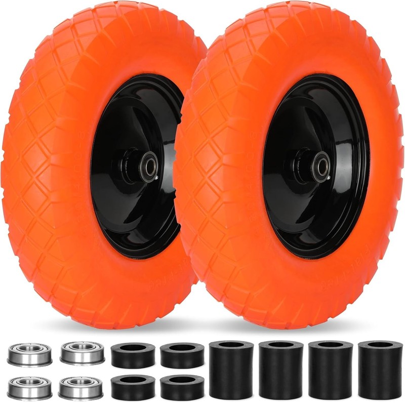Upgraded 16" Solid Wheelbarrow Tires - 5/8"&3/4" Bearings gallery