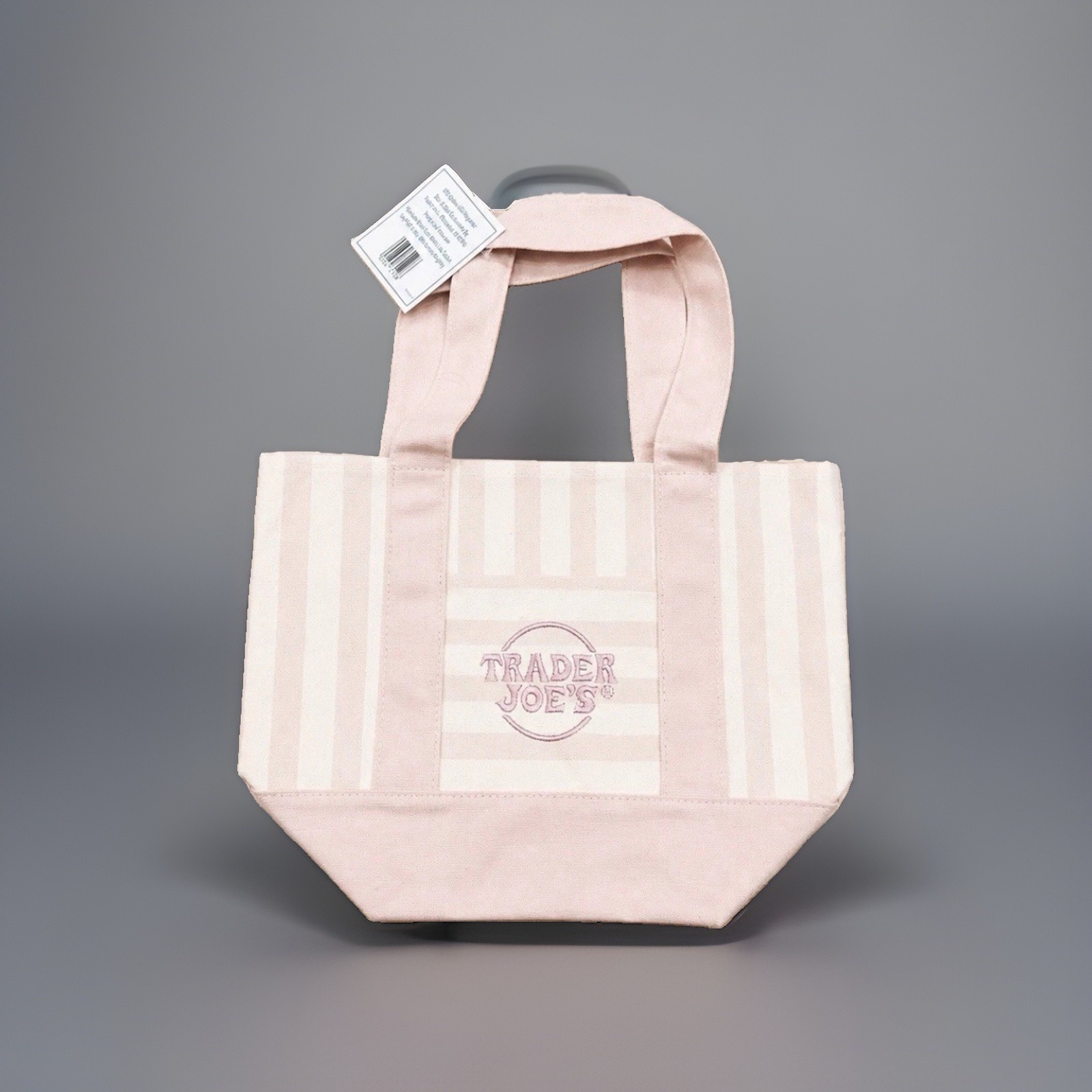 Trader Joe's Limited Mini Canvas Pastel Striped Tote Bag 2026 -PINK 1pc gallery