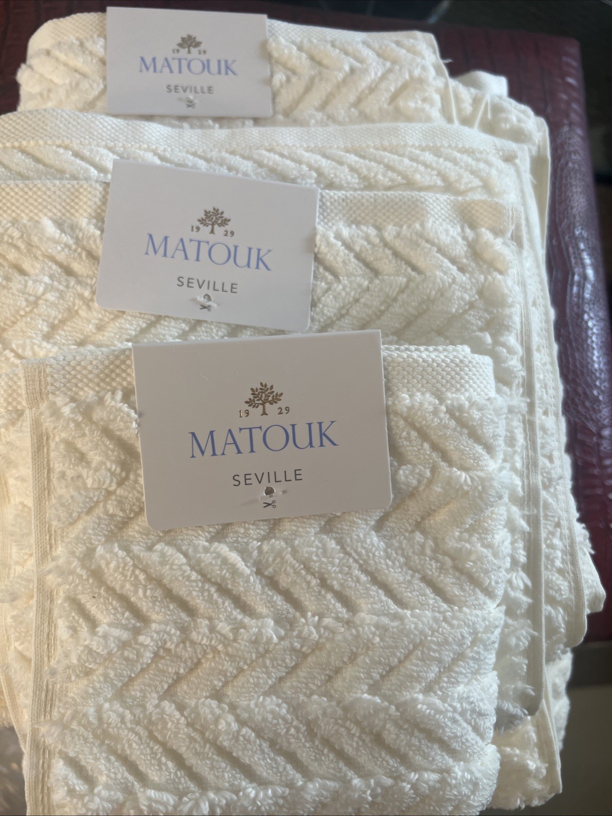 Matouk Bath Towel Set New Loose Braid Pattern New Cotton Bone Set of 6 gallery