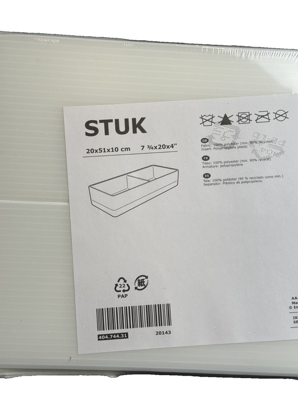 IKEA STUK Storage Box White With Compartments 7¾''×20''×4'' 404.744.31 – NEW gallery