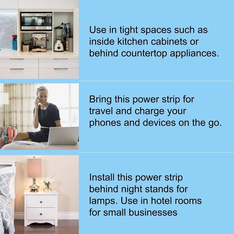 Compact 4-Outlet Surge Protector with 90 Joules & Portable Flat Plug Design gallery