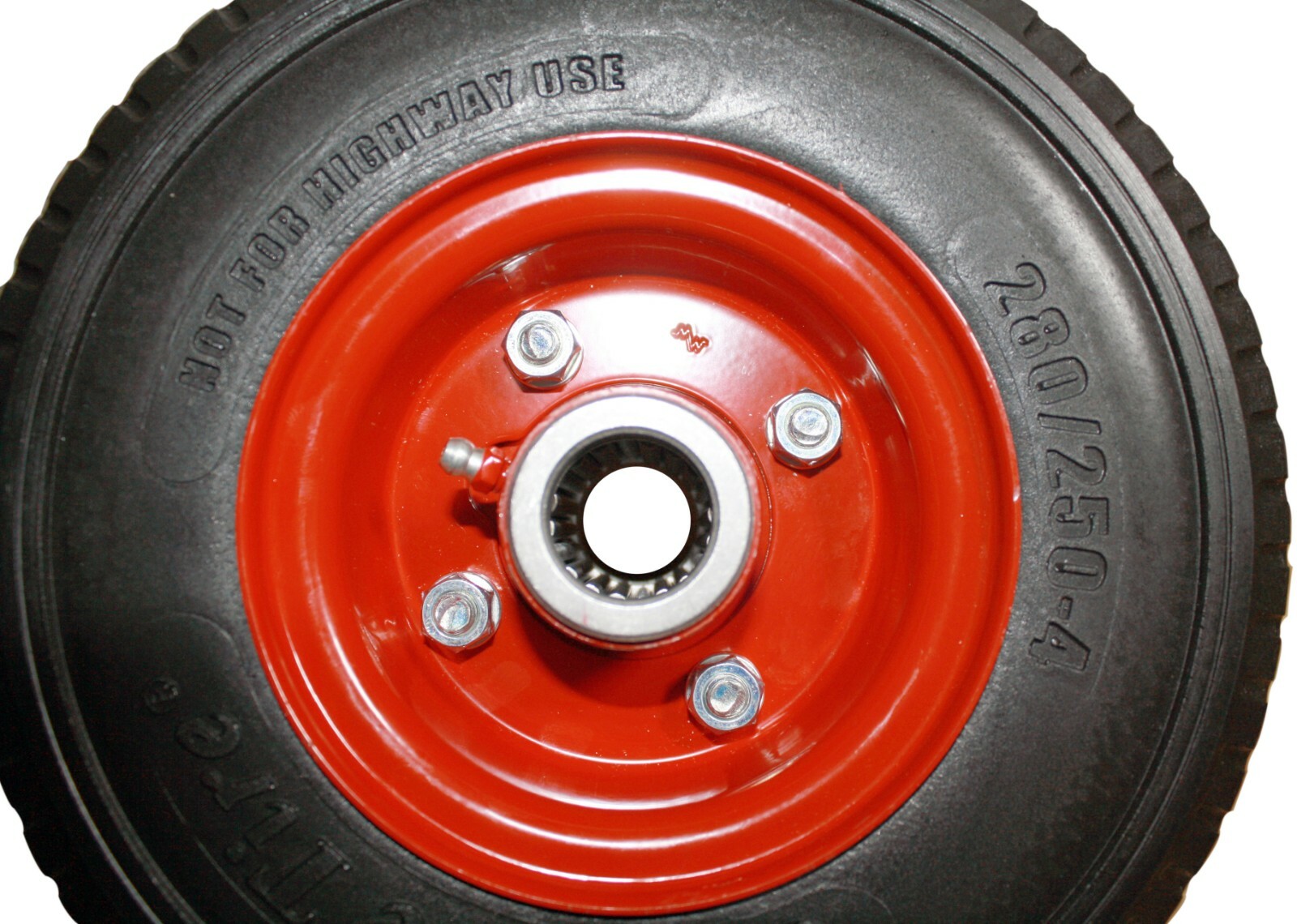 2.80/2.50-4 Carefree Solid Tire & Wheel assembly 1" Roller Bearing Eliminator gallery