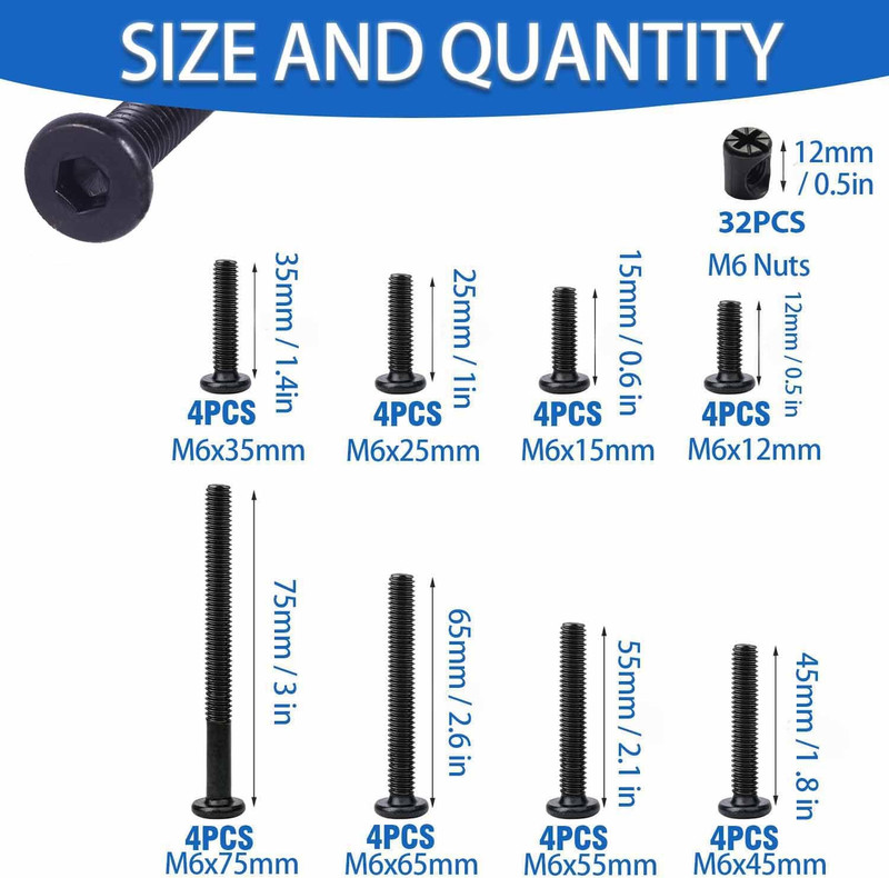 Crib Screws Hardware Replacement Kit, 32Set Baby Bed Frame Bolts &Barrel Nuts Se gallery