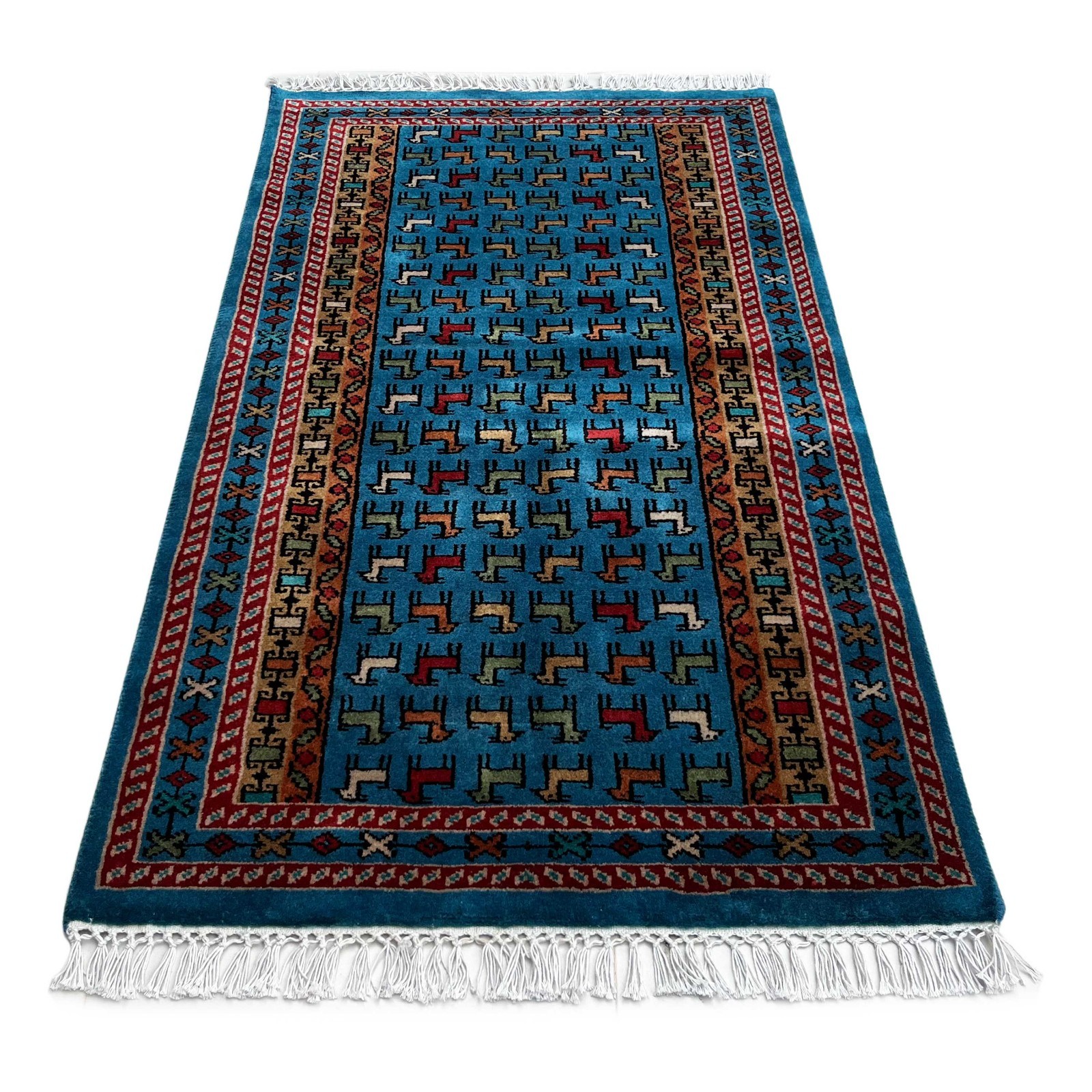 Handmade Wool Rug 2.5x4 ft Traditional Bakri Luxury (Blue) gallery