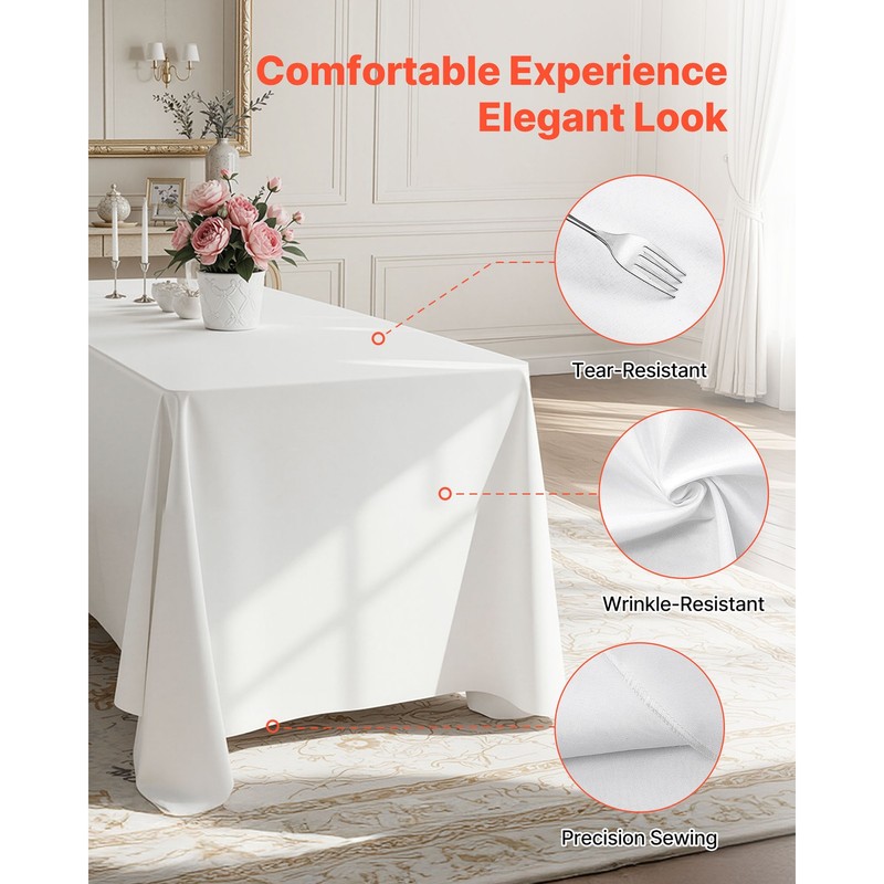 Uimoso Black/White Rectangular or Round Tablecloth for Wedding in Pack of 2/6/10 gallery