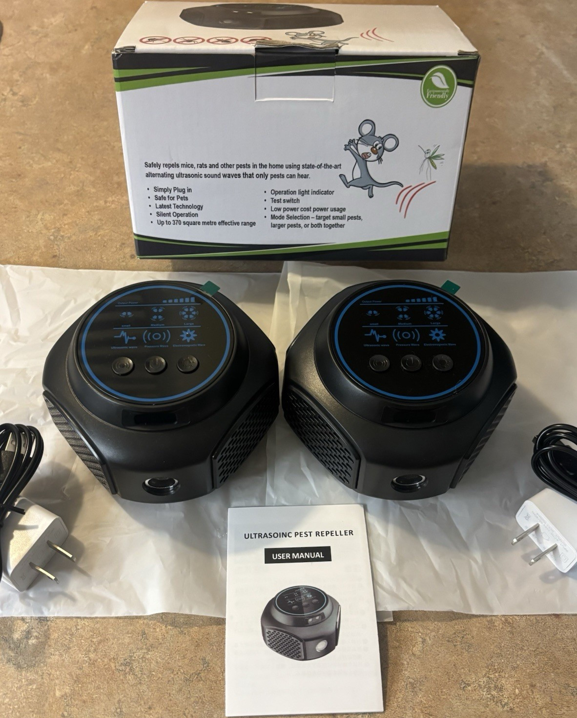Ultrasonic Plug-In Electric Pest Repeller 2-Pack. Deters Mosquitoes, Mice, Etc. gallery
