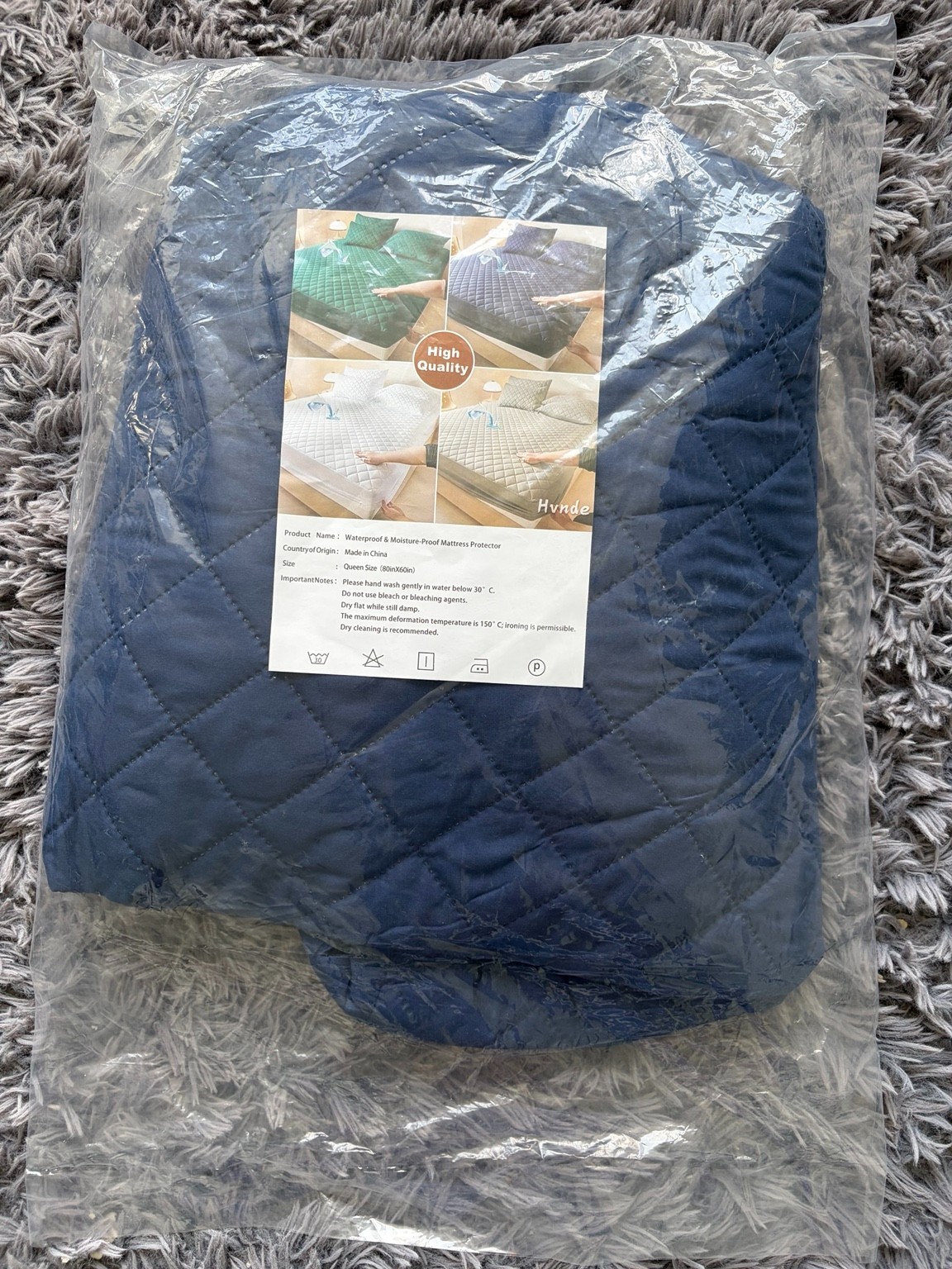 Queen Waterproof Mattress Protector Quilted Mattress Pad Cover Navy Blue New gallery
