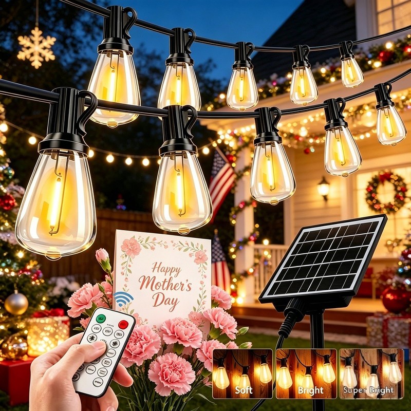 Solar String Lights 33-100FT ST38 Shatterproof Bulbs Waterproof for Patio Garden gallery