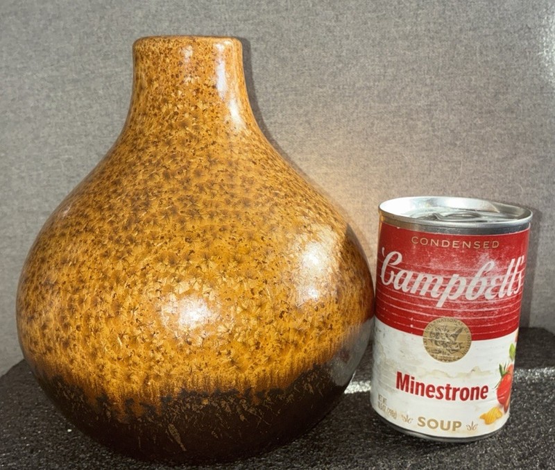 CRATE & BARREL Textured Ceramic 7”H Vase Brown Speckled Glaze Modern Decor gallery