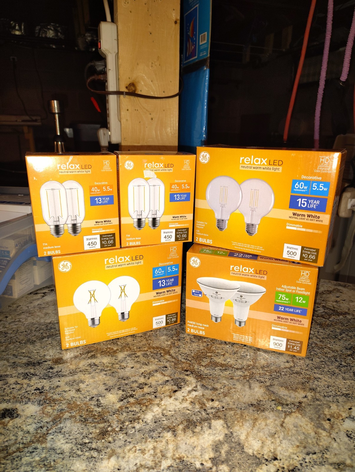 5-2pks 10 bulbs relaxLED GE HD Light Contrast WARM WHITE E26 Dimmable 40w60w75w gallery