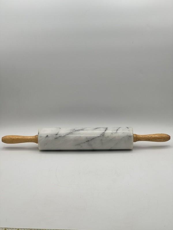 White & Gray Marble Rolling Pin 10” Barrel 18” Over All Length gallery