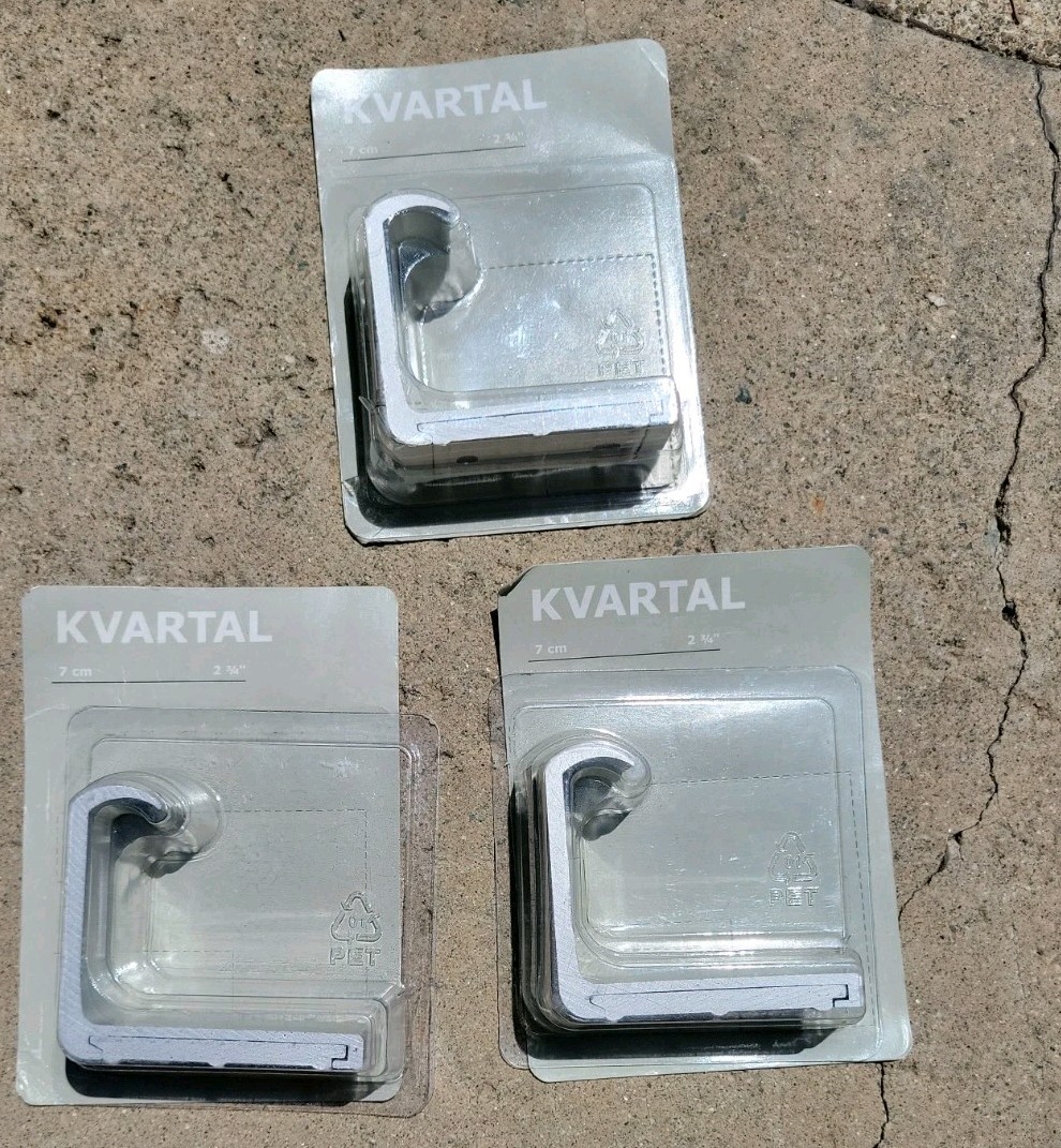 ( 3) Three IKEA KVARTAL Curtain Rod Brackets 601.646.87 - 7cm or 2-4/5" NOS Pkg gallery