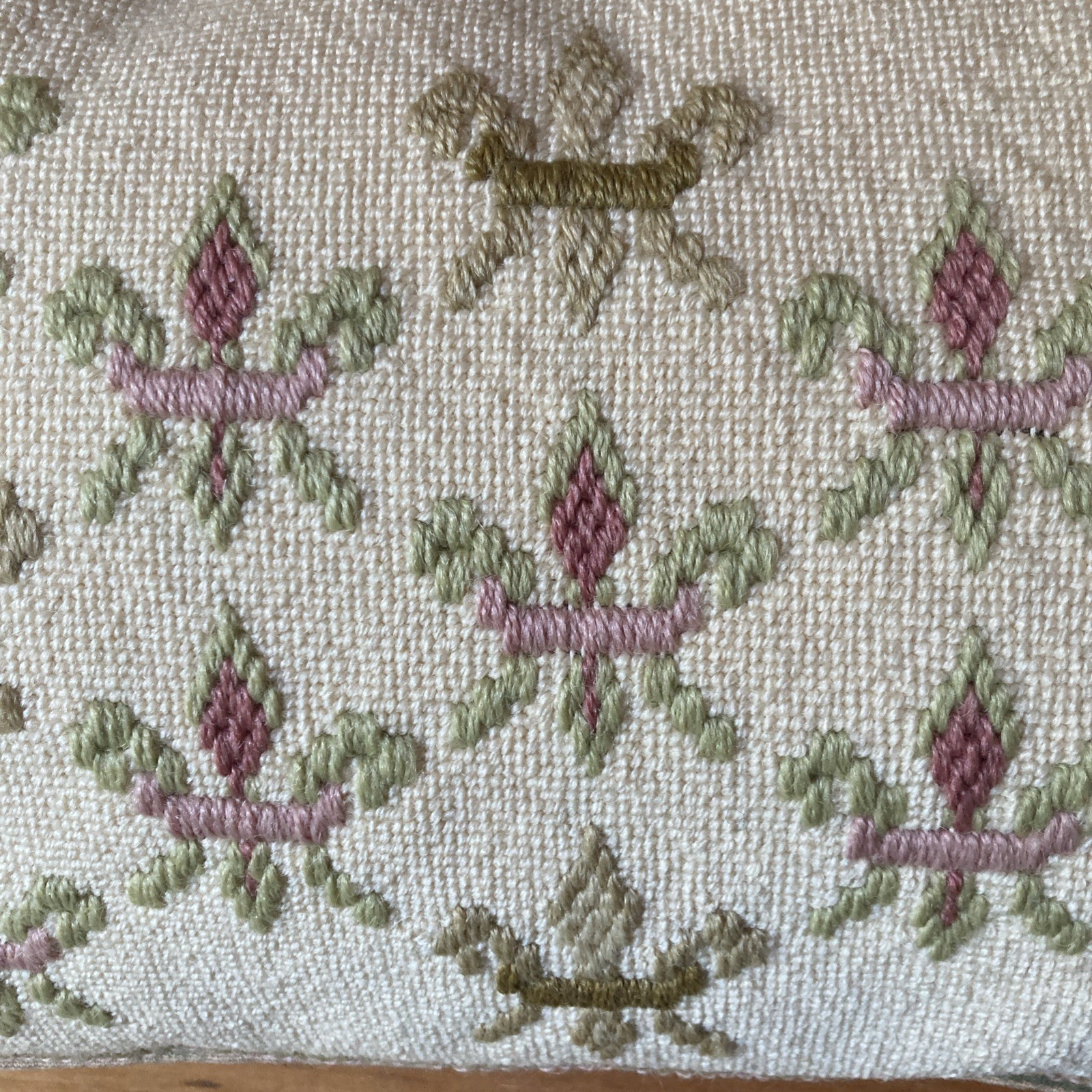 Vintage Needlepoint Wool French Style Decorative Throw Pillow 16” X 9” gallery