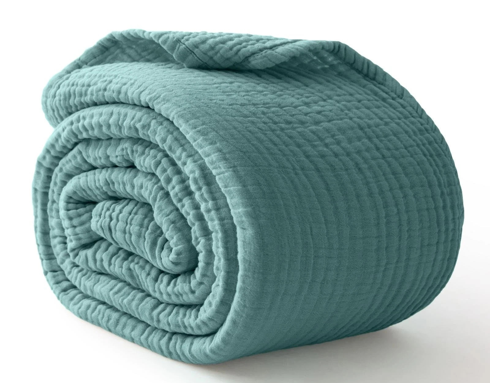 100 Cotton Muslin Blanket Large 50x70 Inch 6 Layers Breathable Throw Teal Bed gallery