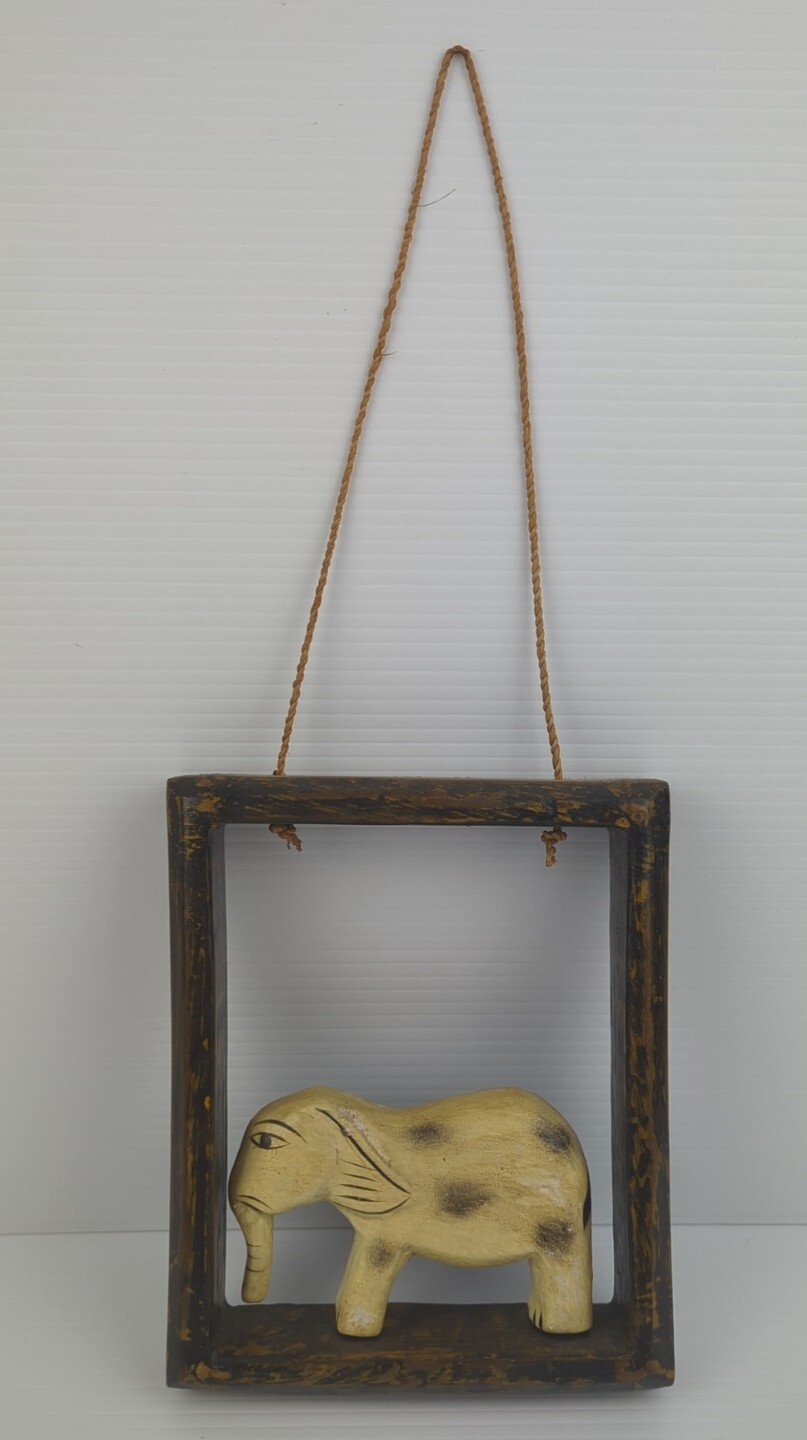 Elephant Wooden Open Frame 19cm X 15.5cm X 3.5cm gallery