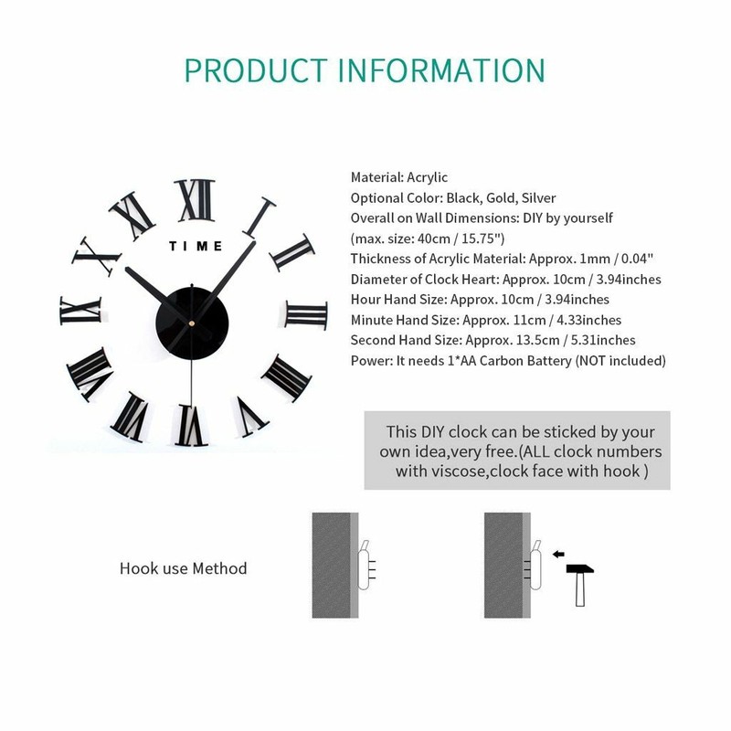 Modern DIY Large Wall Clock 3D Mirror Surface Sticker Home Decor Art Design New gallery