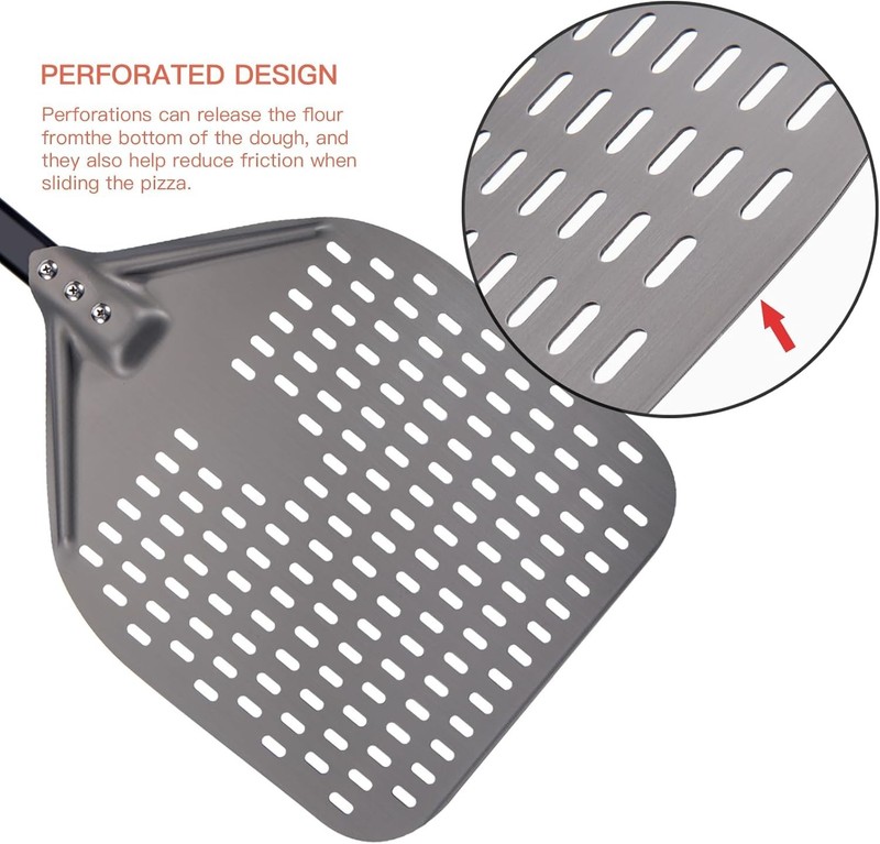12 x 15 Inch Rectangular Aluminum Pizza Peel – 47 Inch Perforated Pizza Turni... gallery