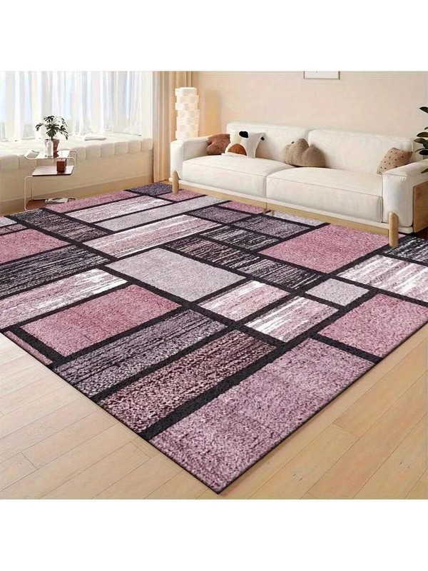 Velvet Cushion Modern Geometric Pattern Pink Gray Black Washable gallery