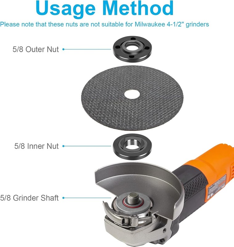 7PCS Angle Grinder Nut & Wrench Kit 5/8"-11 Lock Flange Fits DeWalt Makita Bosch gallery