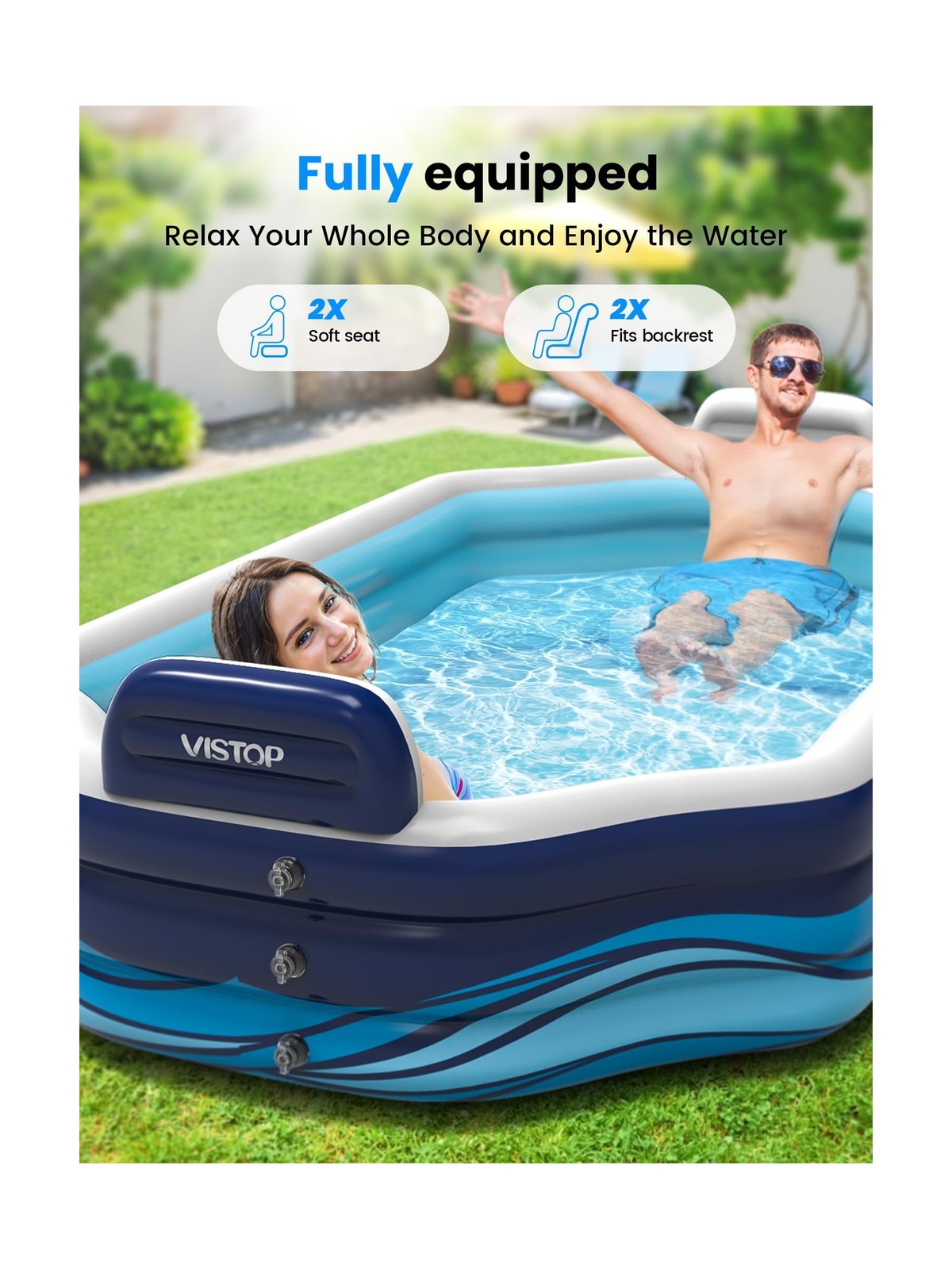 VISTOP Inflatable Pool for Kids & Adults | Oversized Thickened Large Swimming... gallery